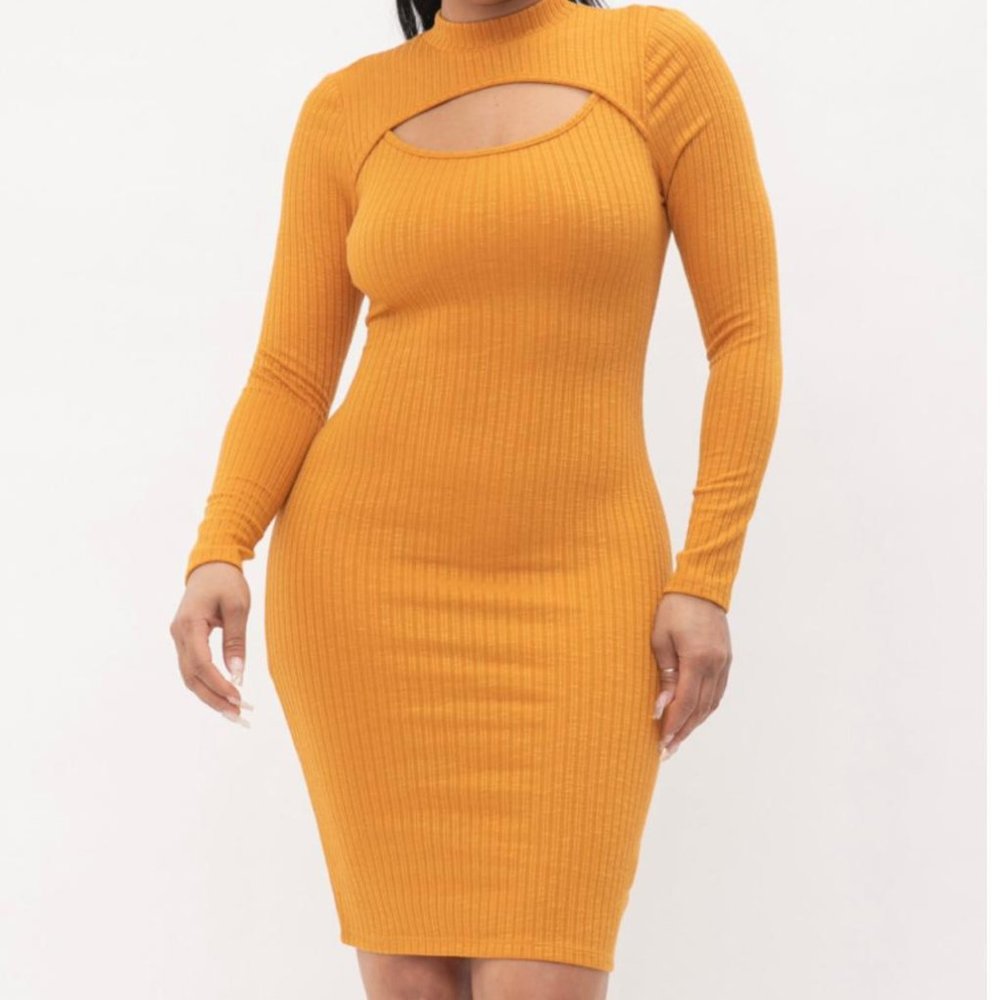 Mustard long sleeve dress